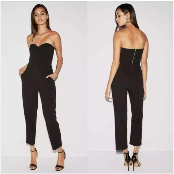 Express Strapless Black Jumpsuit Straight Leg Cocktail Party Size 2 EUC - Picture 1 of 12